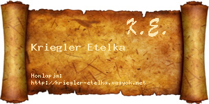 Kriegler Etelka névjegykártya